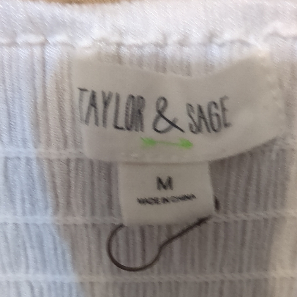 Taylor & Sage White TubeTop Dress with Navy Blue Embroidery And lace Accents Med - Picture 3 of 3